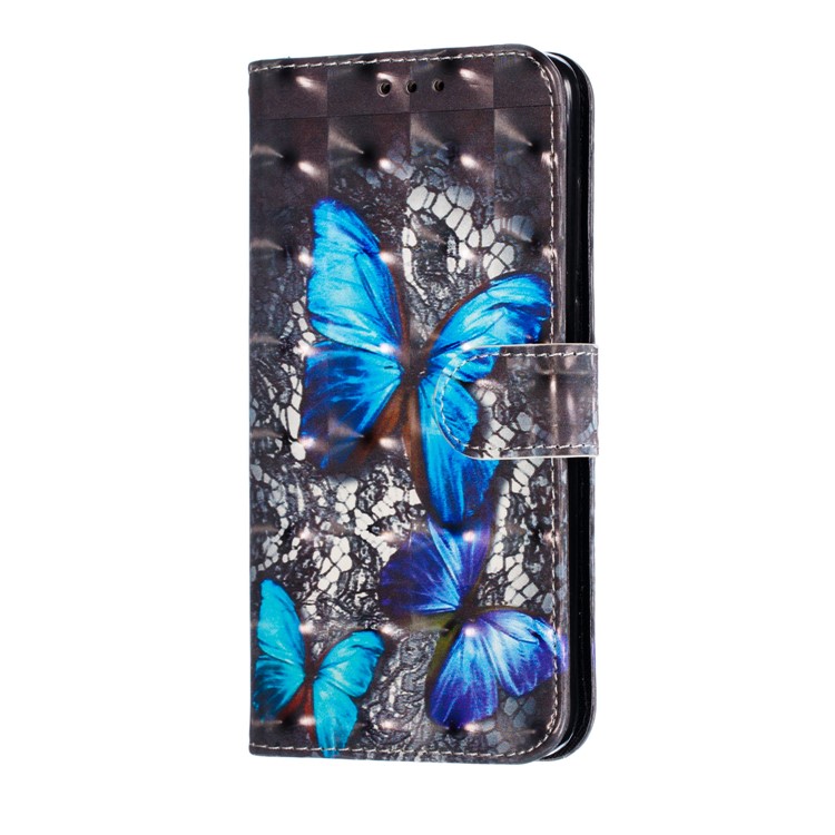 Pattern Printing Light Spot Decor Leather Wallet Stand Case for Xiaomi Mi CC9 / Mi CC9 Meitu Edition - Blue Butterfly-4