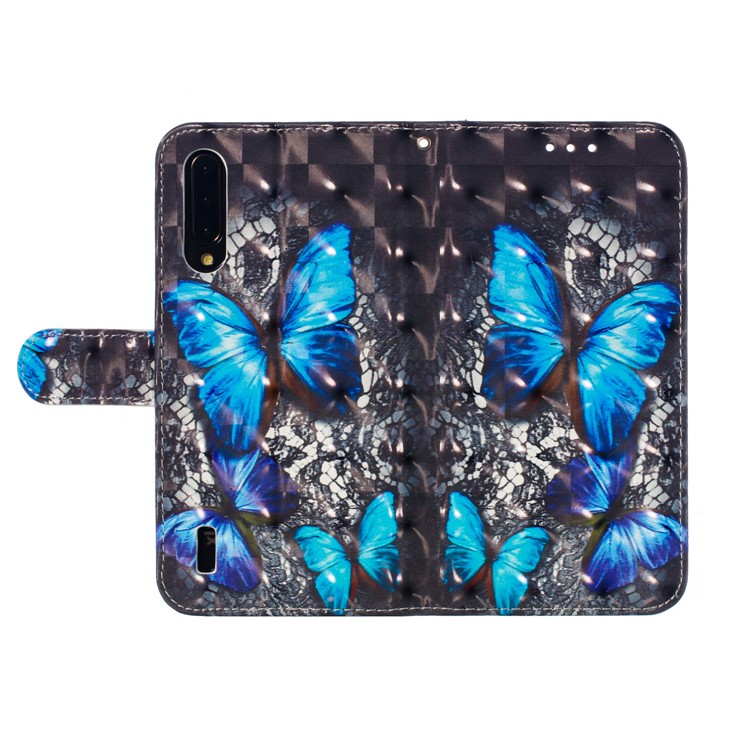 Pattern Printing Light Spot Decor Leather Wallet Stand Case for Xiaomi Mi CC9 / Mi CC9 Meitu Edition - Blue Butterfly-6