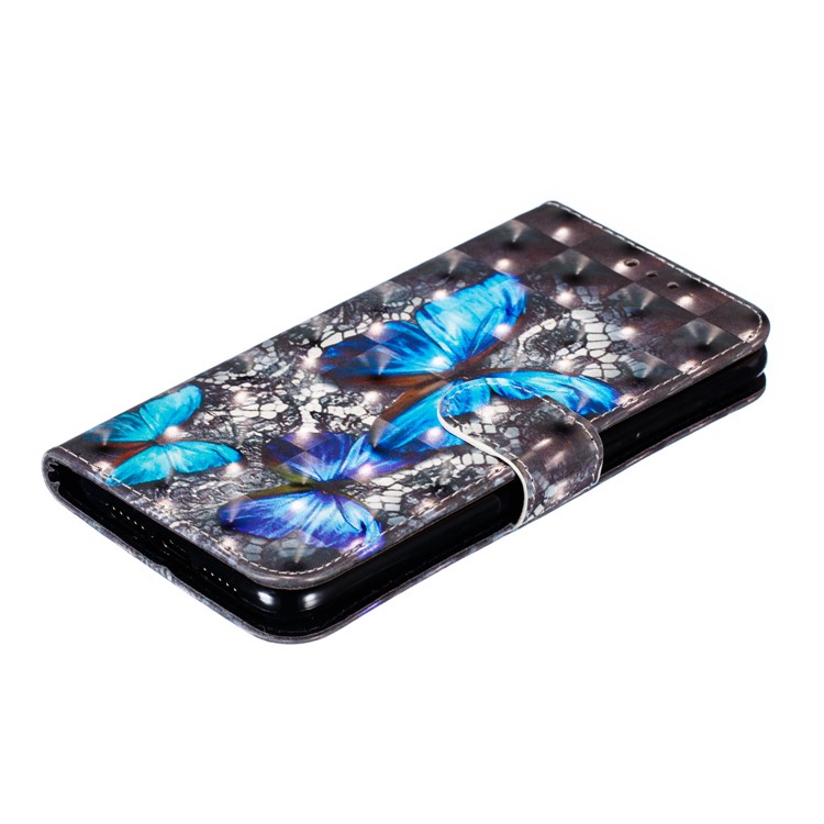 Pattern Printing Light Spot Decor Leather Wallet Stand Case for Xiaomi Mi CC9 / Mi CC9 Meitu Edition - Blue Butterfly-8