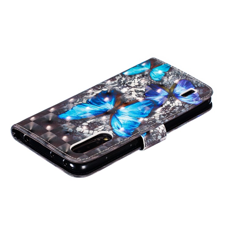 Pattern Printing Light Spot Decor Leather Wallet Stand Case for Xiaomi Mi CC9 / Mi CC9 Meitu Edition - Blue Butterfly-9
