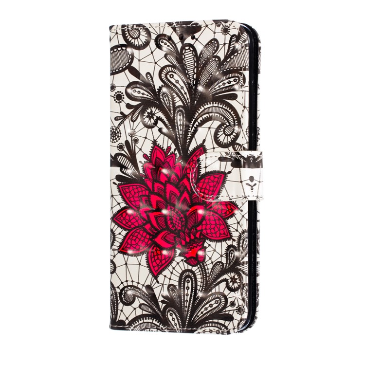 Pattern Printing Light Spot Decor Leather Wallet Stand Case for Xiaomi Mi CC9 / Mi CC9 Meitu Edition - Red Flower-4