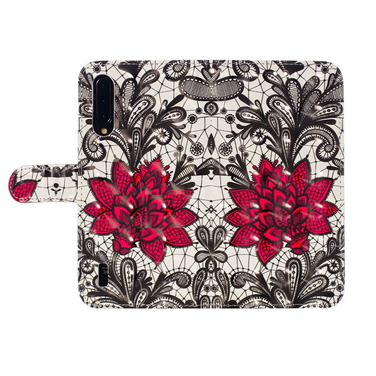 Pattern Printing Light Spot Decor Leather Wallet Stand Case for Xiaomi Mi CC9 / Mi CC9 Meitu Edition - Red Flower-6