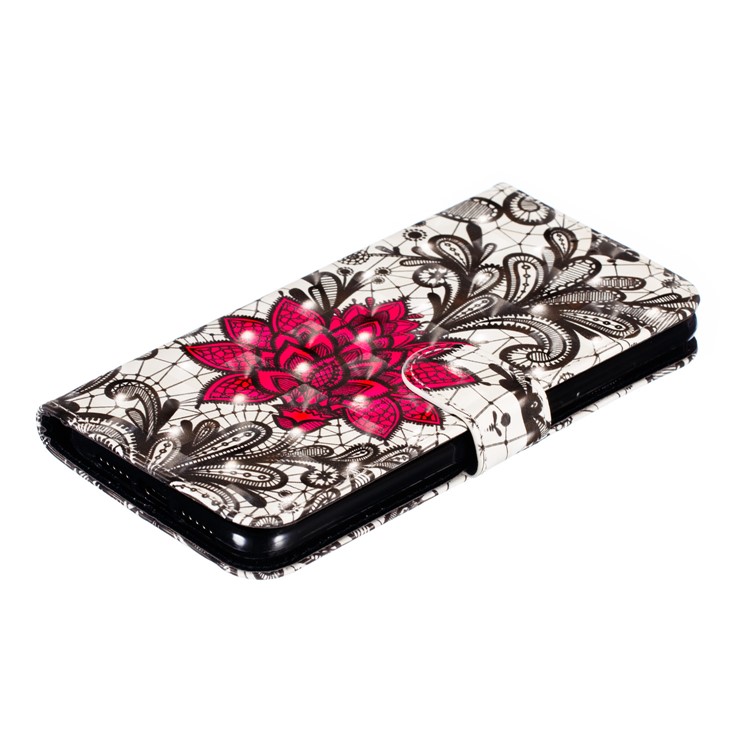 Pattern Printing Light Spot Decor Leather Wallet Stand Case for Xiaomi Mi CC9 / Mi CC9 Meitu Edition - Red Flower-8