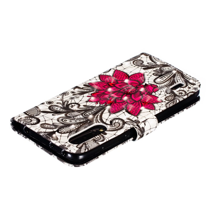 Pattern Printing Light Spot Decor Leather Wallet Stand Case for Xiaomi Mi CC9 / Mi CC9 Meitu Edition - Red Flower-9