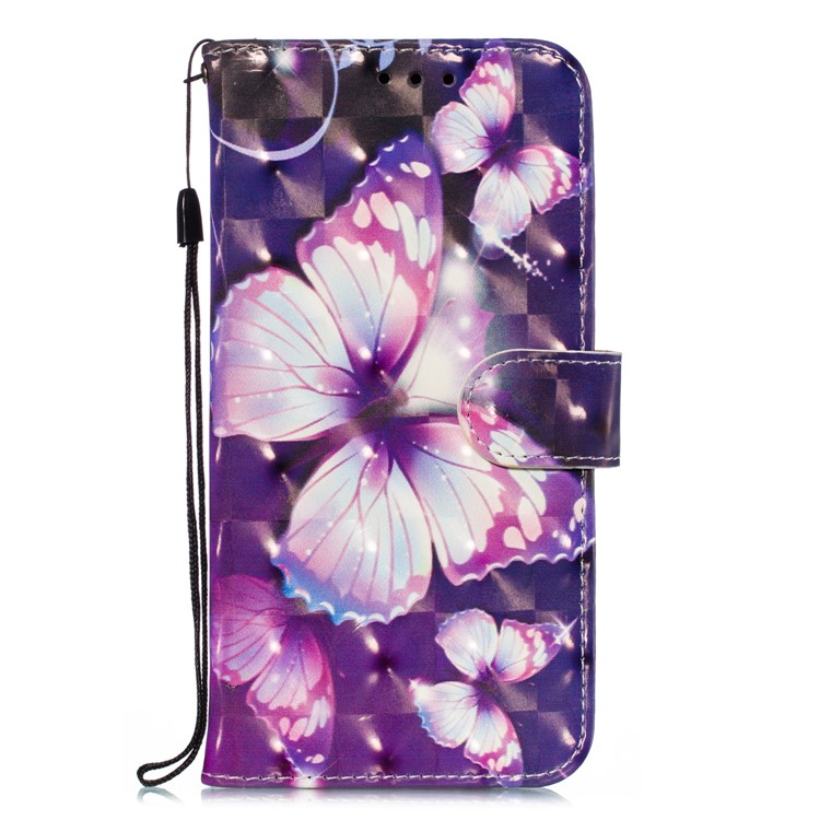 Pattern Printing Light Spot Decor Leather Wallet Stand Case for Xiaomi Mi CC9 / Mi CC9 Meitu Edition - Purple Butterfly-2