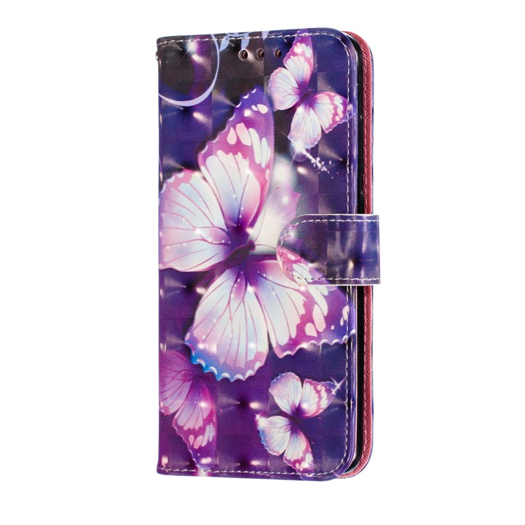 Pattern Printing Light Spot Decor Leather Wallet Stand Case for Xiaomi Mi CC9 / Mi CC9 Meitu Edition - Purple Butterfly-4