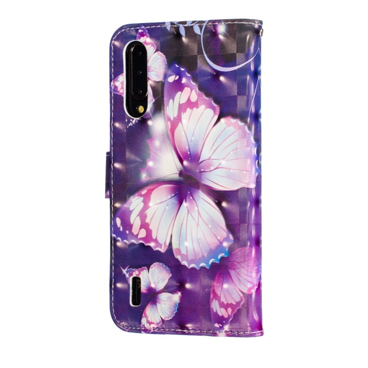 Pattern Printing Light Spot Decor Leather Wallet Stand Case for Xiaomi Mi CC9 / Mi CC9 Meitu Edition - Purple Butterfly-5