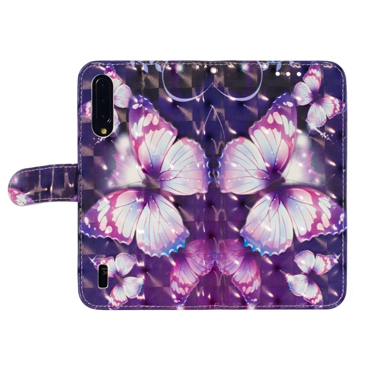 Pattern Printing Light Spot Decor Leather Wallet Stand Case for Xiaomi Mi CC9 / Mi CC9 Meitu Edition - Purple Butterfly-6