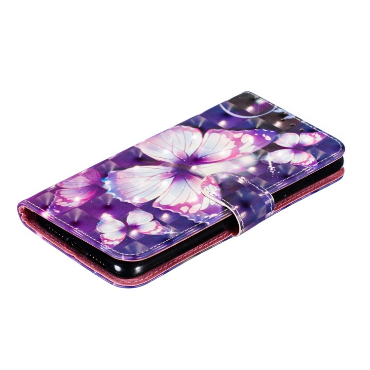 Pattern Printing Light Spot Decor Leather Wallet Stand Case for Xiaomi Mi CC9 / Mi CC9 Meitu Edition - Purple Butterfly-8