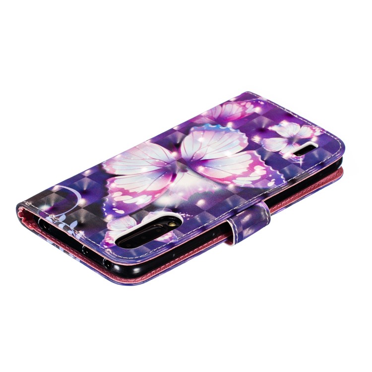 Pattern Printing Light Spot Decor Leather Wallet Stand Case for Xiaomi Mi CC9 / Mi CC9 Meitu Edition - Purple Butterfly-9