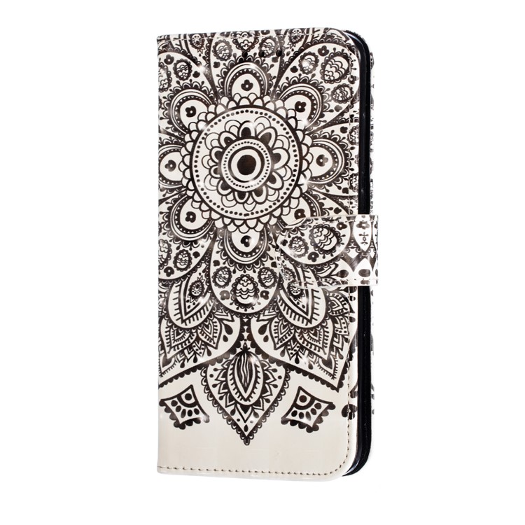 Pattern Printing Light Spot Decor Leather Wallet Stand Case for Xiaomi Mi CC9 / Mi CC9 Meitu Edition - Black Flower-4