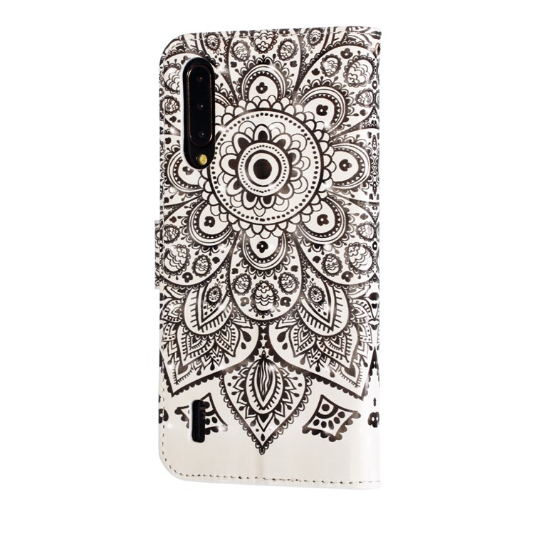 Pattern Printing Light Spot Decor Leather Wallet Stand Case for Xiaomi Mi CC9 / Mi CC9 Meitu Edition - Black Flower-5