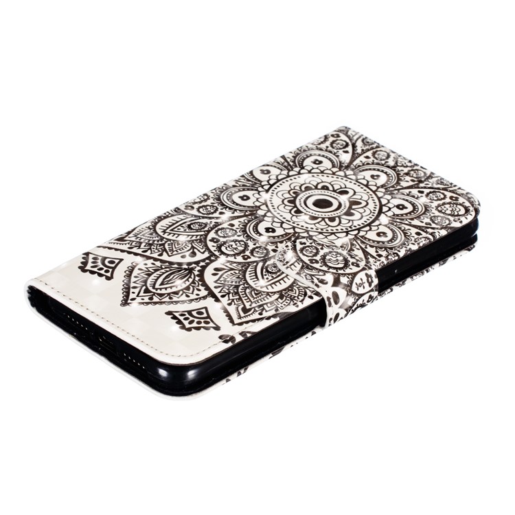 Pattern Printing Light Spot Decor Leather Wallet Stand Case for Xiaomi Mi CC9 / Mi CC9 Meitu Edition - Black Flower-8