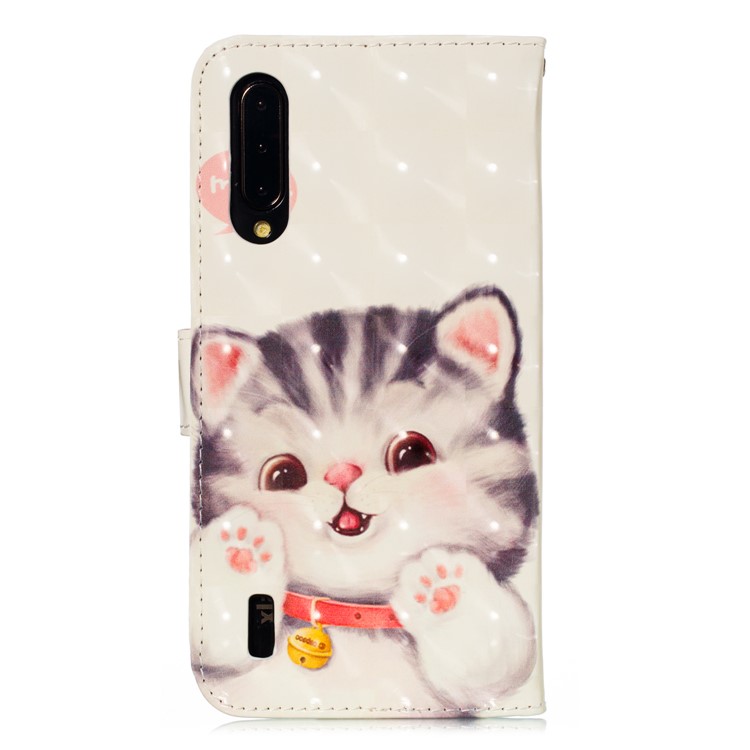 Pattern Printing Light Spot Decor Leather Wallet Stand Case for Xiaomi Mi CC9 / Mi CC9 Meitu Edition - Adorable Cat-3