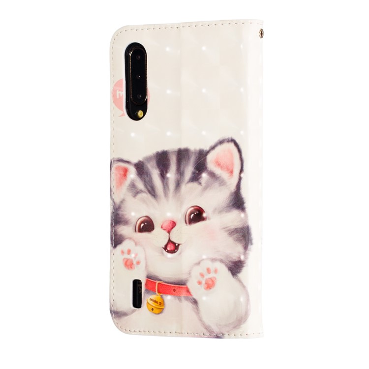 Pattern Printing Light Spot Decor Leather Wallet Stand Case for Xiaomi Mi CC9 / Mi CC9 Meitu Edition - Adorable Cat-5