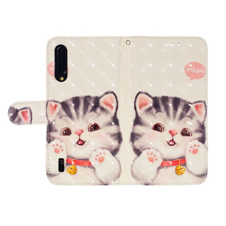 Pattern Printing Light Spot Decor Leather Wallet Stand Case for Xiaomi Mi CC9 / Mi CC9 Meitu Edition - Adorable Cat-6