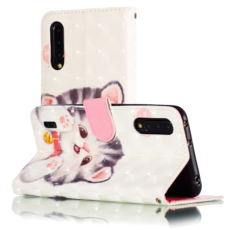 Pattern Printing Light Spot Decor Leather Wallet Stand Case for Xiaomi Mi CC9 / Mi CC9 Meitu Edition - Adorable Cat-7