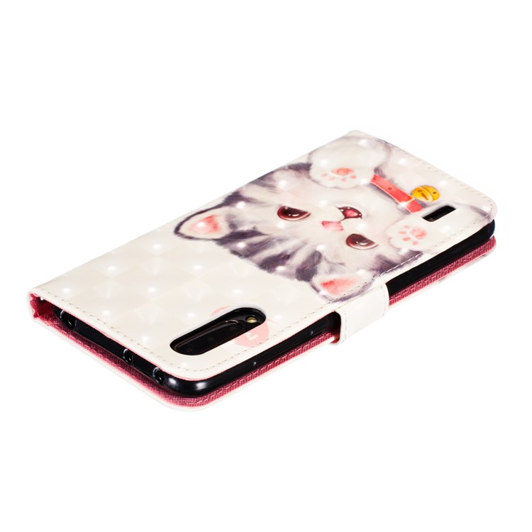 Pattern Printing Light Spot Decor Leather Wallet Stand Case for Xiaomi Mi CC9 / Mi CC9 Meitu Edition - Adorable Cat-9