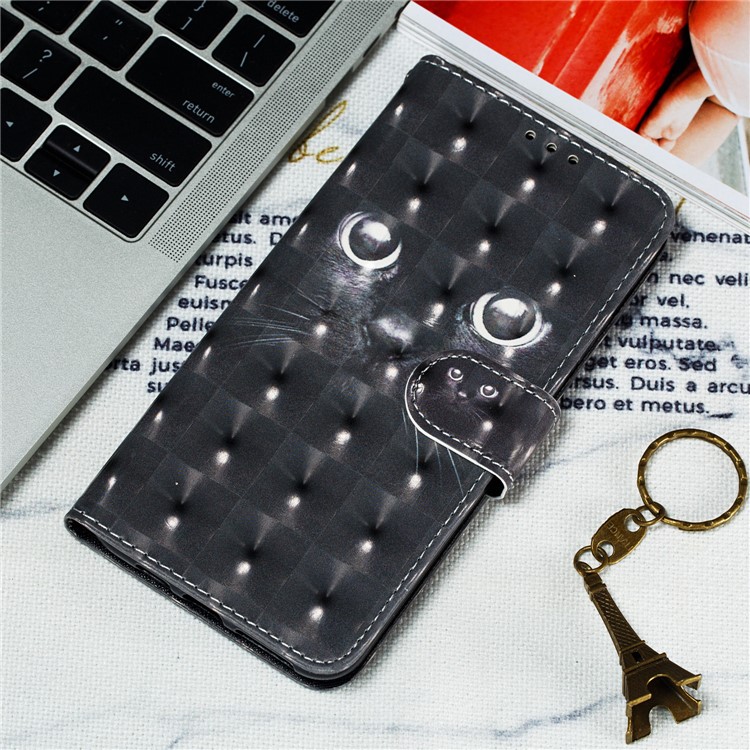 Pattern Printing Light Spot Decor Leather Wallet Stand Case for Xiaomi Mi CC9 / Mi CC9 Meitu Edition - Cat-13