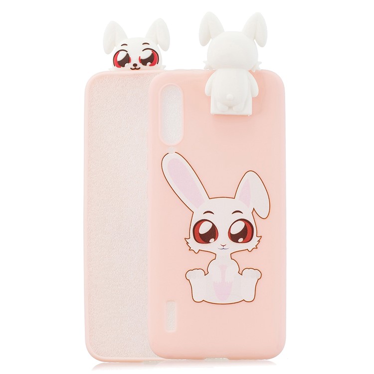 Kickstand 3D Animal Doll Pattern Printing TPU Back Phone Covering for Xiaomi Mi CC9e / Mi A3 - Rabbit-1