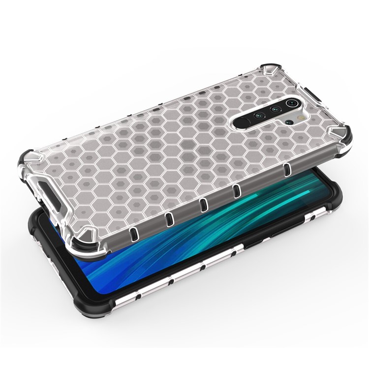 Patrón De Panal Caso Híbrido De TPU + PC A Prueba De Golpes Para Xiaomi Redmi Nota 8 Pro - Blanco-11