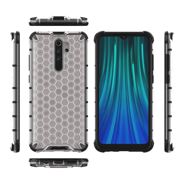 Patrón De Panal Caso Híbrido De TPU + PC A Prueba De Golpes Para Xiaomi Redmi Nota 8 Pro - Blanco-12