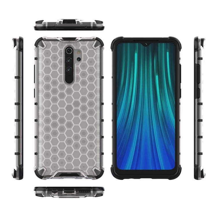 Honeycomb Pattern Shock-proof TPU + PC Hybrid Case for Xiaomi Redmi Note 8 Pro - White-12