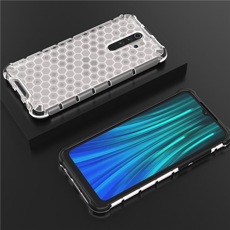 Honeycomb Pattern Shock-prooble TPU + PC Гибридный Корпус Для Xiaomi Redmi Note 8 Pro - Белый