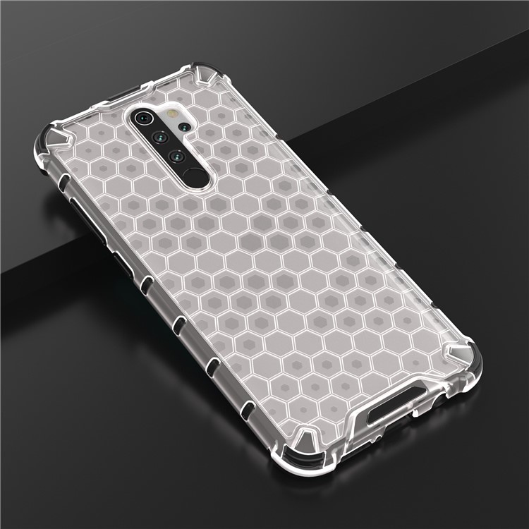 Honeycomb Pattern Shock-proof TPU + PC Hybrid Case for Xiaomi Redmi Note 8 Pro - White-14