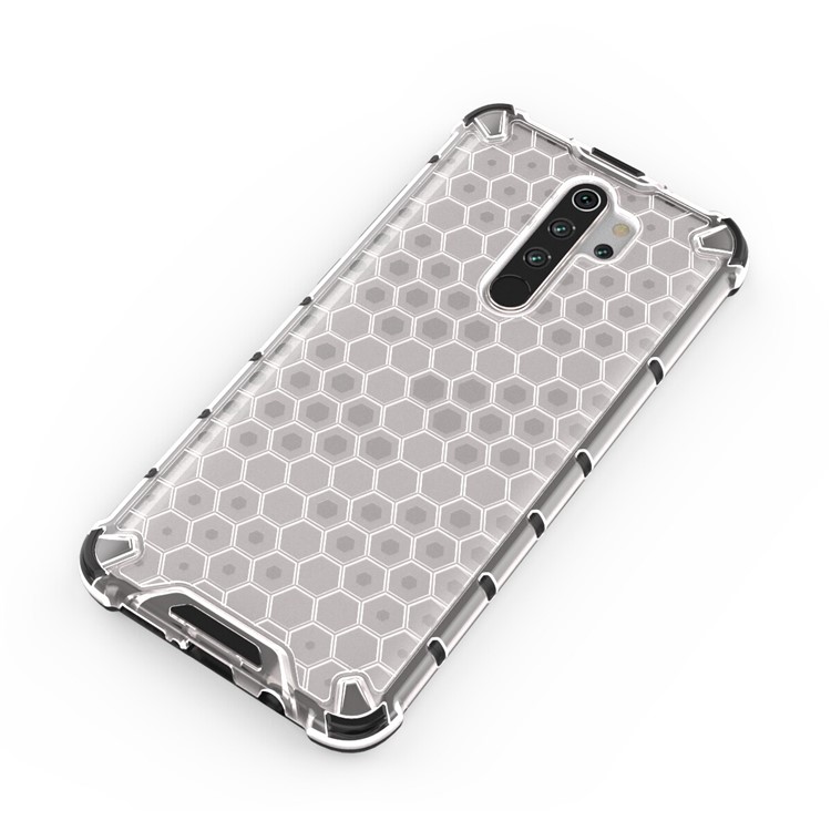 Honeycomb Pattern Shock-proof TPU + PC Hybrid Case for Xiaomi Redmi Note 8 Pro - White-2