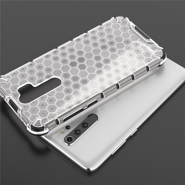 Case Hybride TPU + PC à L'épreuve Des Chocs en Nid D'abeille Pour Xiaomi Redmi Note 8 Pro - Blanche