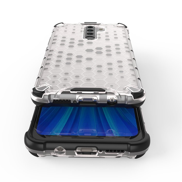 Patrón De Panal Caso Híbrido De TPU + PC A Prueba De Golpes Para Xiaomi Redmi Nota 8 Pro - Blanco-8