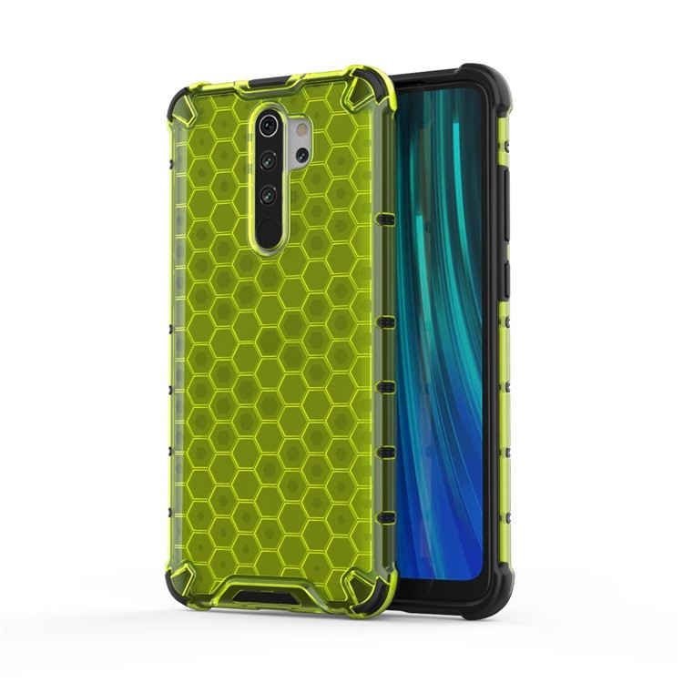 Honeycomb Pattern Shock-proof TPU + PC Hybrid Case for Xiaomi Redmi Note 8 Pro - Green-1
