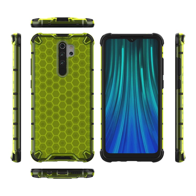 Honeycomb Pattern Shock-proof TPU + PC Hybrid Case for Xiaomi Redmi Note 8 Pro - Green-5