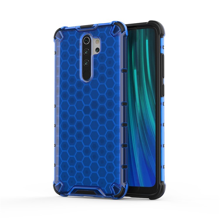 Honeycomb Pattern Shock-proof TPU + PC Hybrid Case for Xiaomi Redmi Note 8 Pro - Blue-1
