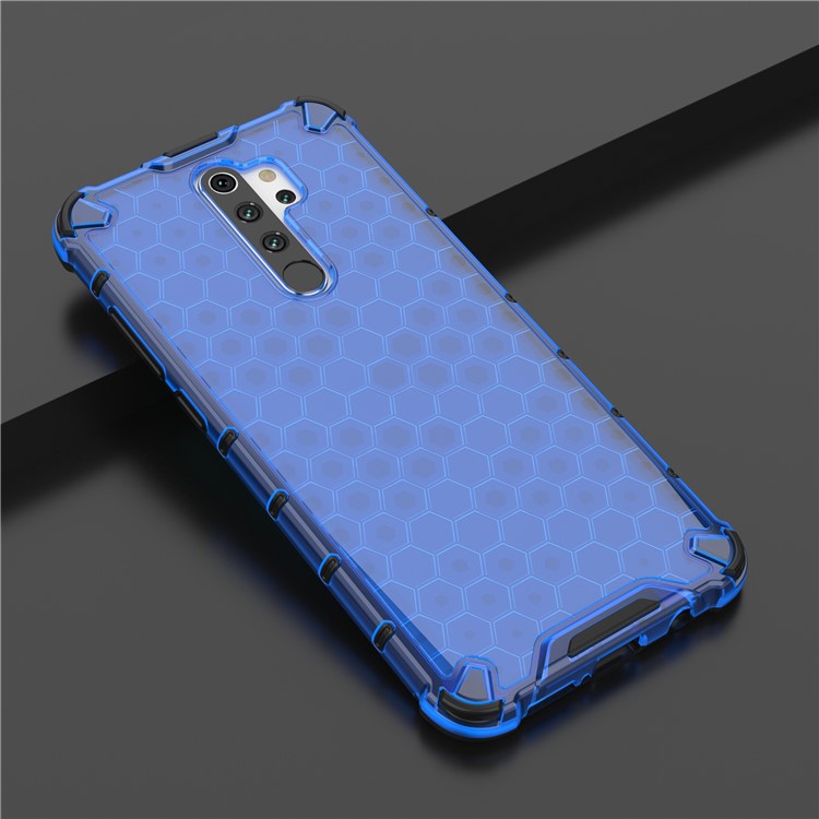 Honeycomb Pattern Shock-proof TPU + PC Hybrid Case for Xiaomi Redmi Note 8 Pro - Blue-2