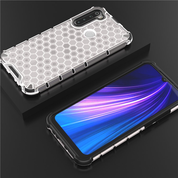 Honeycomb Pattern Shock-proof TPU + PC Hybrid Casing for Xiaomi Redmi Note 8 - White-12