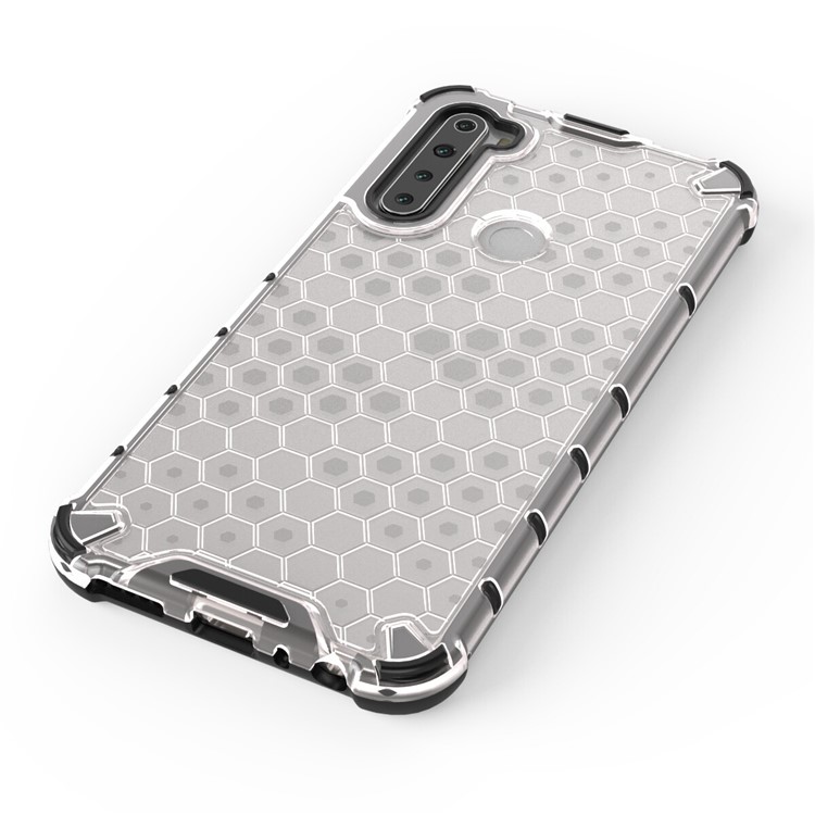 Honeycomb Pattern Shock-proof TPU + PC Hybrid Casing for Xiaomi Redmi Note 8 - White-2