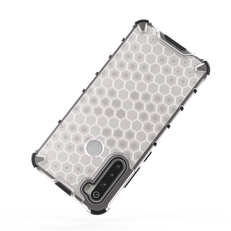 Honeycomb Pattern Shock-proof TPU + PC Hybrid Casing for Xiaomi Redmi Note 8 - White-3