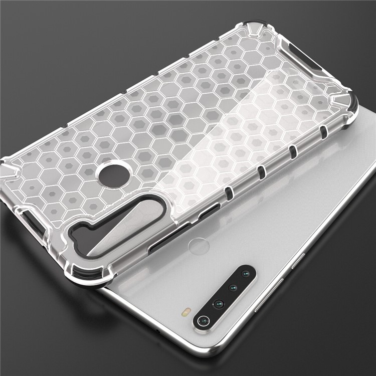 Honeycomb Pattern Shock-proof TPU + PC Hybrid Casing for Xiaomi Redmi Note 8 - White-6