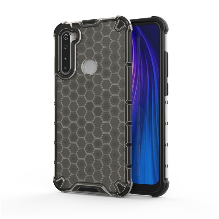 Honeycomb Pattern Shock-proof TPU + PC Hybrid Casing for Xiaomi Redmi Note 8 - Black-1
