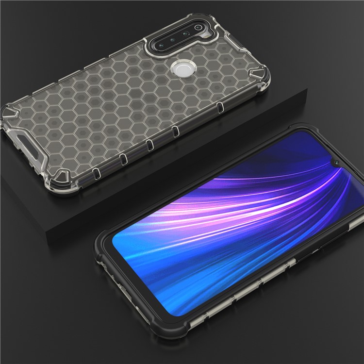 Modèle en Nid D'abeille TPU à L'épreuve du Choc + PC Hybride Hybride Pour Xiaomi Redmi Note 8 - le Noir-3