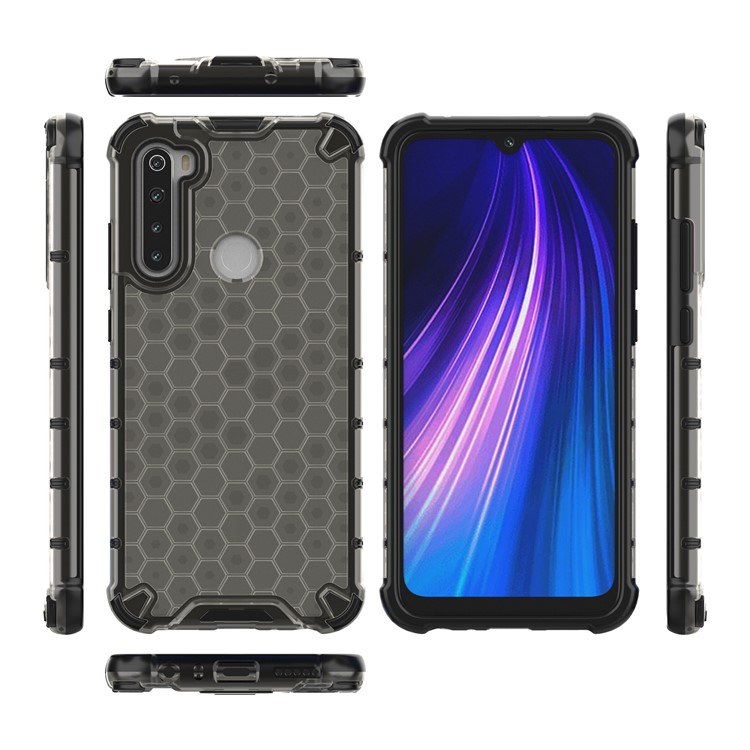 Modèle en Nid D'abeille TPU à L'épreuve du Choc + PC Hybride Hybride Pour Xiaomi Redmi Note 8 - le Noir-4