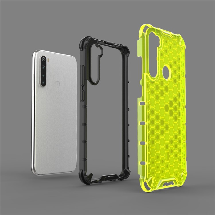 Honeycomb Pattern TPU à Prova de Choque + PC Hybrid Casing Para Xiaomi Redmi Nota 8 - Verde