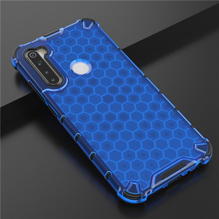 Honeycomb Pattern TPU à Prova de Choque + PC Hybrid Casing Para Xiaomi Redmi Nota 8 - Azul-2