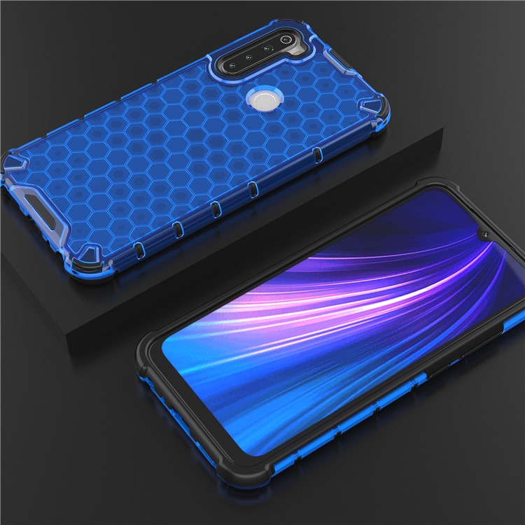Honeycomb Pattern Shock-proof TPU + PC Hybrid Casing for Xiaomi Redmi Note 8 - Blue-3