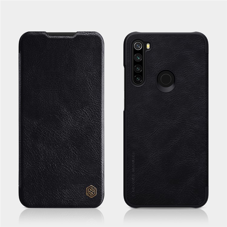 NILLKIN Qin Series Leather Shell with Card Slot Phone Case for Xiaomi Redmi Note 8 - Black