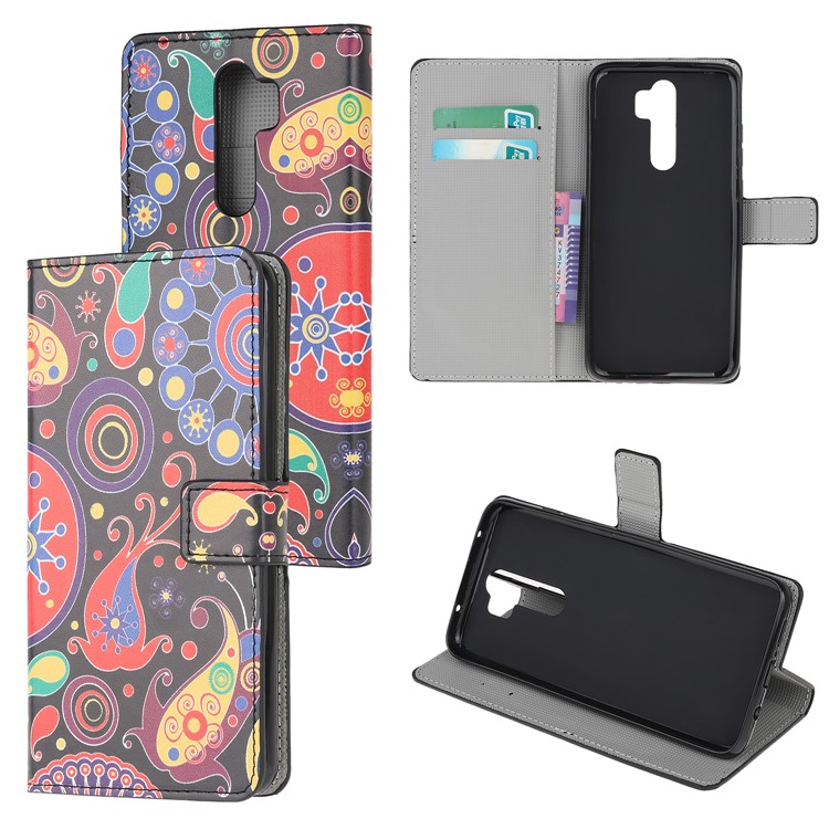 Wallet Leather Stand Case for Xiaomi Redmi Note 8 Pro - Paisley Flowers-1