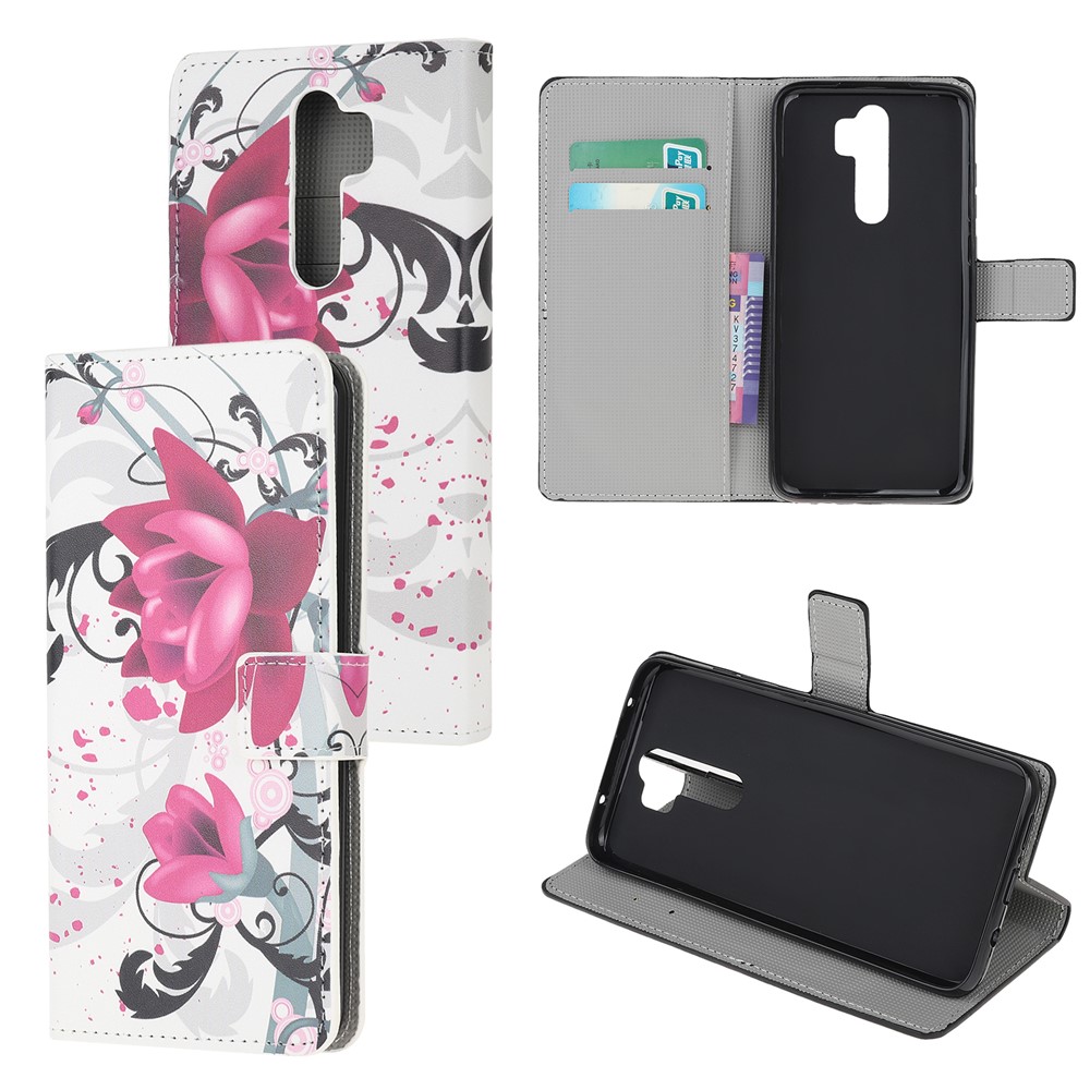 Wallet Leather Stand Case for Xiaomi Redmi Note 8 Pro - Purple Flowers-1