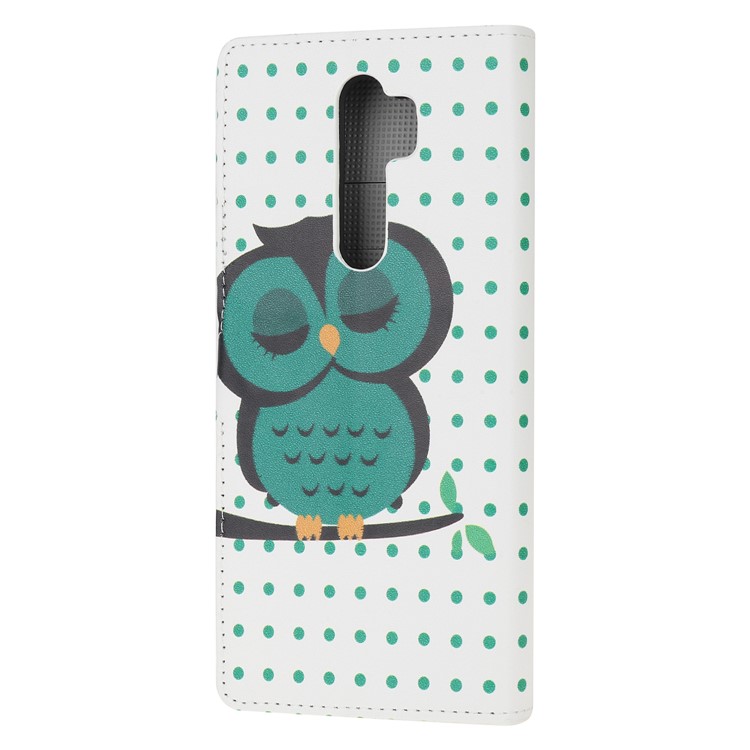 Wallet Leather Stand Case for Xiaomi Redmi Note 8 Pro - Sleeping Owl on the Branch-3